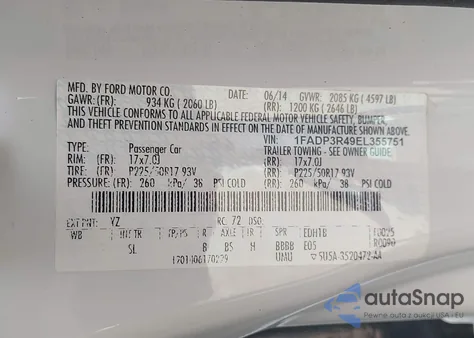 2014 Ford Focus Electric from USA, damaged, VIN 1FADP3R49EL355751